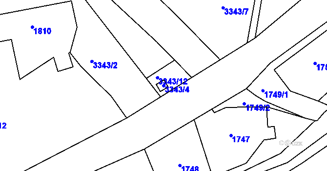 Parcela st. 3343/4 v KÚ Nový Malín, Katastrální mapa