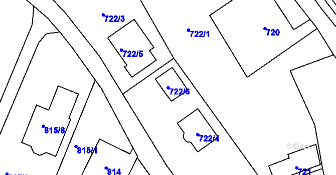 Parcela st. 722/6 v KÚ Nový Malín, Katastrální mapa