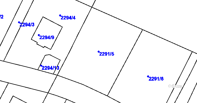 Parcela st. 2291/5 v KÚ Nový Malín, Katastrální mapa