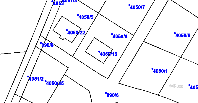 Parcela st. 4050/19 v KÚ Nový Malín, Katastrální mapa
