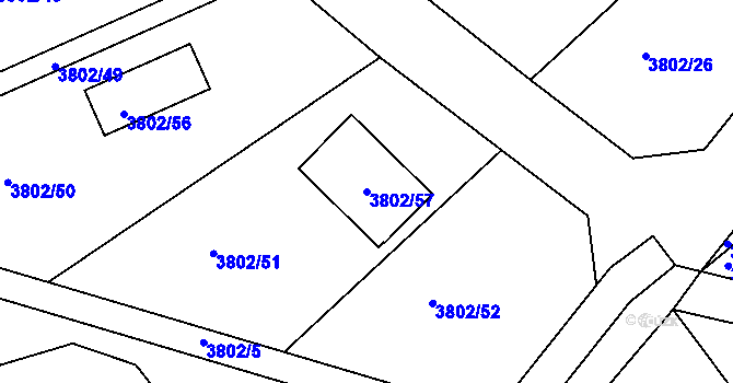 Parcela st. 3802/57 v KÚ Nový Malín, Katastrální mapa
