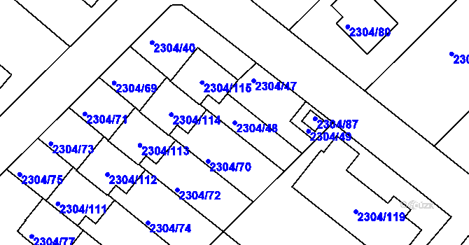 Parcela st. 2304/48 v KÚ Nový Malín, Katastrální mapa