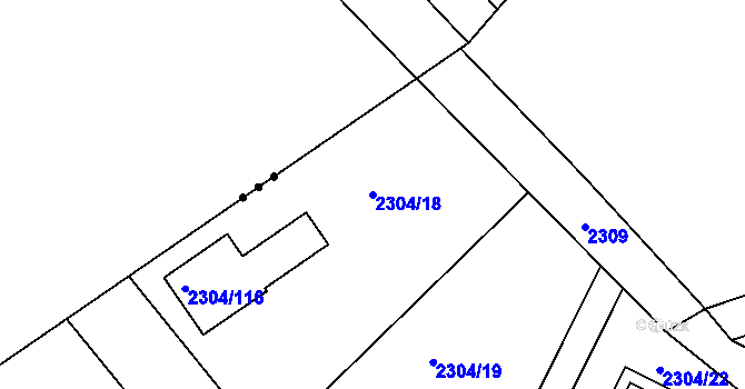 Parcela st. 2304/18 v KÚ Nový Malín, Katastrální mapa