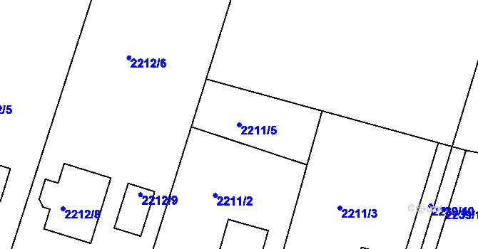 Parcela st. 2211/5 v KÚ Nový Malín, Katastrální mapa