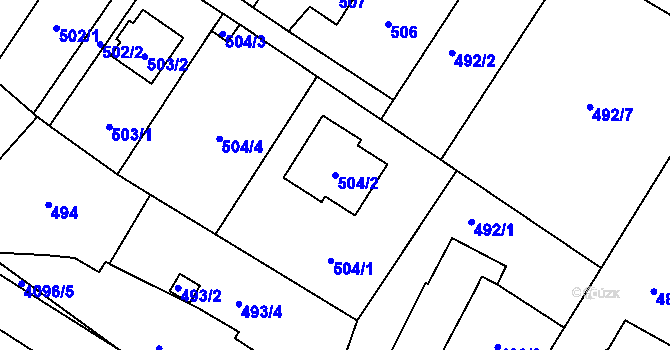 Parcela st. 504/2 v KÚ Nový Malín, Katastrální mapa