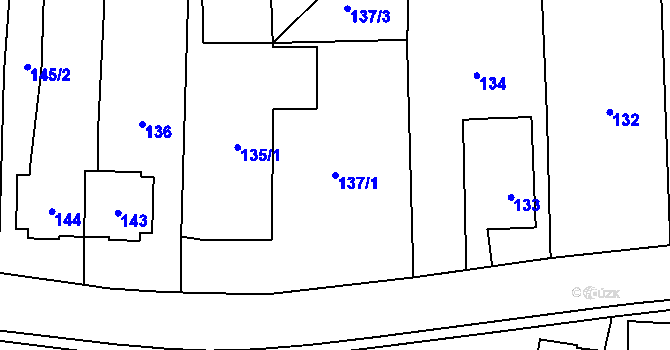 Parcela st. 137/1 v KÚ Nový Malín, Katastrální mapa