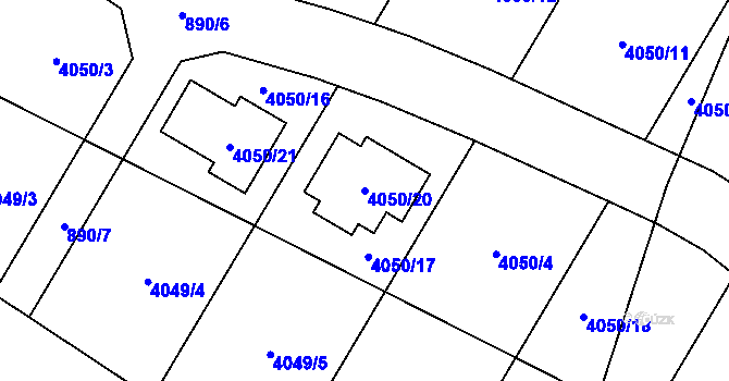 Parcela st. 4050/20 v KÚ Nový Malín, Katastrální mapa