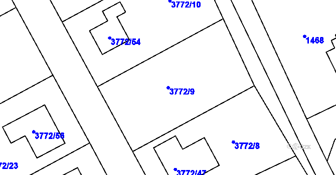 Parcela st. 3772/9 v KÚ Nový Malín, Katastrální mapa