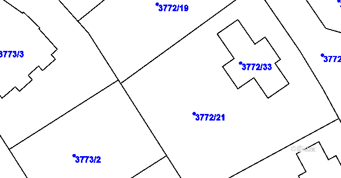 Parcela st. 3772/20 v KÚ Nový Malín, Katastrální mapa