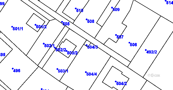 Parcela st. 504/3 v KÚ Nový Malín, Katastrální mapa
