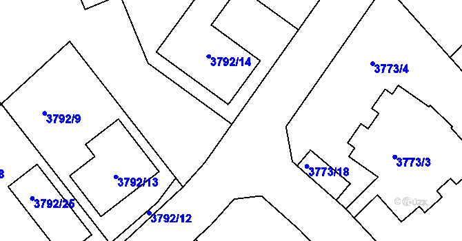 Parcela st. 3792/3 v KÚ Nový Malín, Katastrální mapa