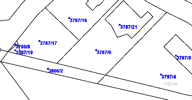Parcela st. 3787/6 v KÚ Nový Malín, Katastrální mapa