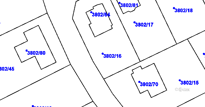 Parcela st. 3802/16 v KÚ Nový Malín, Katastrální mapa