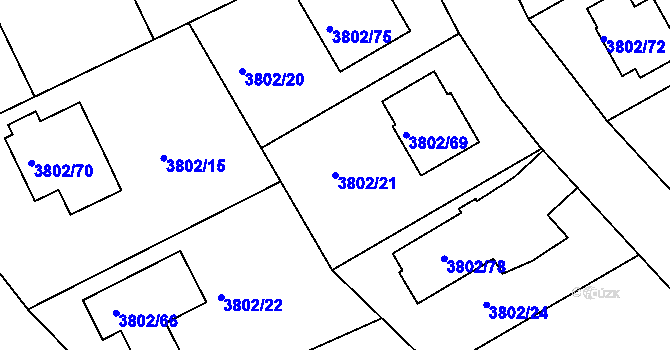 Parcela st. 3802/21 v KÚ Nový Malín, Katastrální mapa