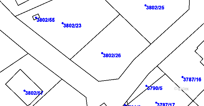 Parcela st. 3802/26 v KÚ Nový Malín, Katastrální mapa
