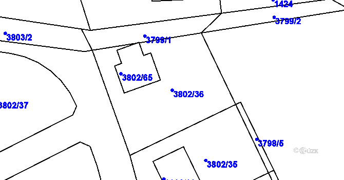 Parcela st. 3802/36 v KÚ Nový Malín, Katastrální mapa