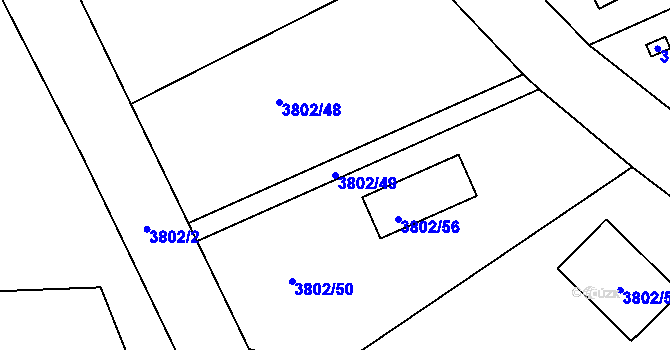 Parcela st. 3802/49 v KÚ Nový Malín, Katastrální mapa
