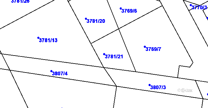 Parcela st. 3781/21 v KÚ Nový Malín, Katastrální mapa