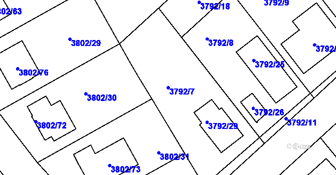 Parcela st. 3792/7 v KÚ Nový Malín, Katastrální mapa