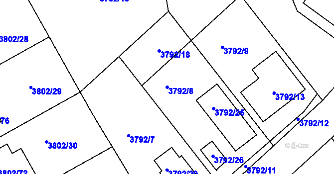 Parcela st. 3792/8 v KÚ Nový Malín, Katastrální mapa