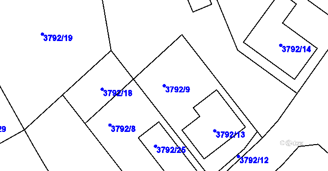 Parcela st. 3792/9 v KÚ Nový Malín, Katastrální mapa