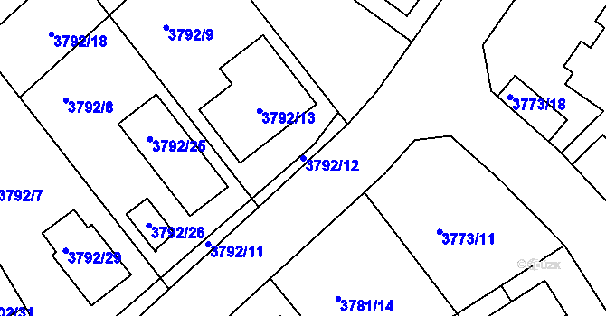 Parcela st. 3792/12 v KÚ Nový Malín, Katastrální mapa