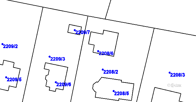 Parcela st. 2208/6 v KÚ Nový Malín, Katastrální mapa