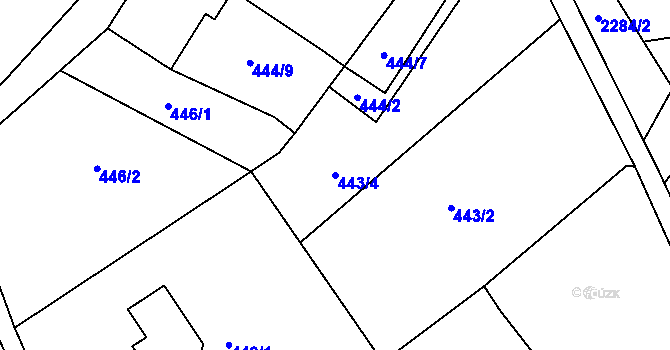 Parcela st. 443/4 v KÚ Nový Malín, Katastrální mapa