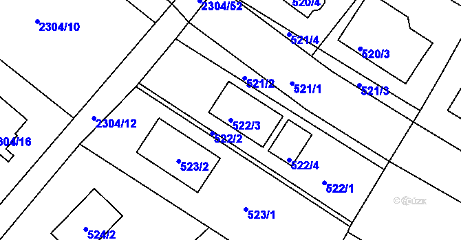 Parcela st. 522/3 v KÚ Nový Malín, Katastrální mapa