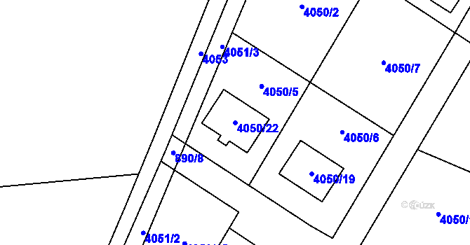 Parcela st. 4050/22 v KÚ Nový Malín, Katastrální mapa