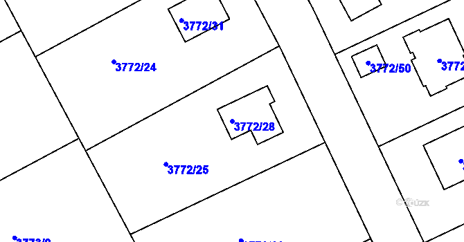 Parcela st. 3772/28 v KÚ Nový Malín, Katastrální mapa