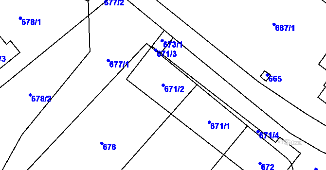 Parcela st. 671/2 v KÚ Nový Malín, Katastrální mapa