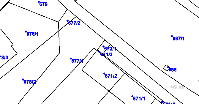 Parcela st. 671/3 v KÚ Nový Malín, Katastrální mapa