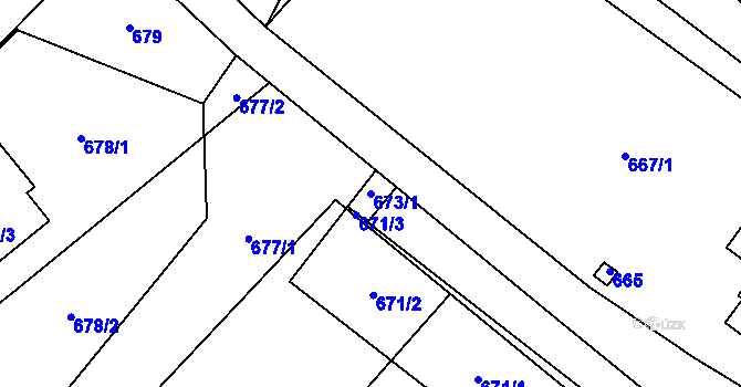 Parcela st. 673/1 v KÚ Nový Malín, Katastrální mapa