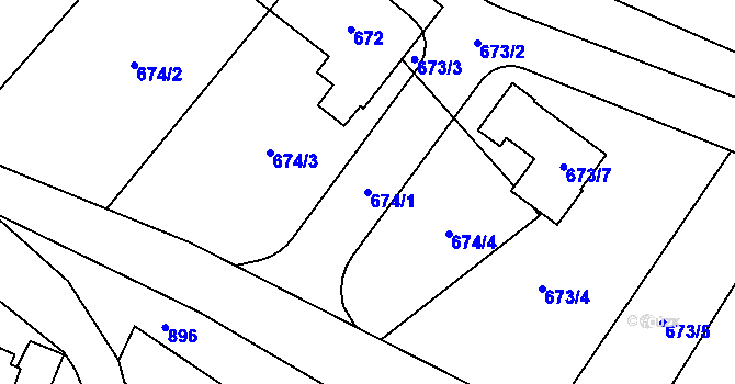 Parcela st. 674/1 v KÚ Nový Malín, Katastrální mapa