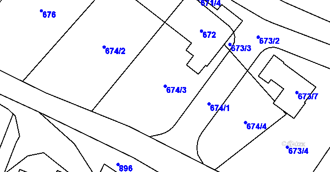 Parcela st. 674/3 v KÚ Nový Malín, Katastrální mapa