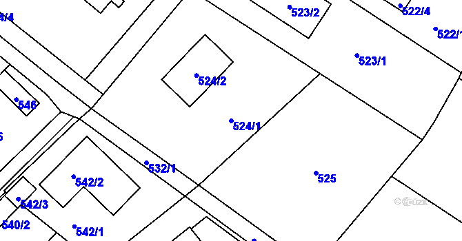 Parcela st. 524/1 v KÚ Nový Malín, Katastrální mapa