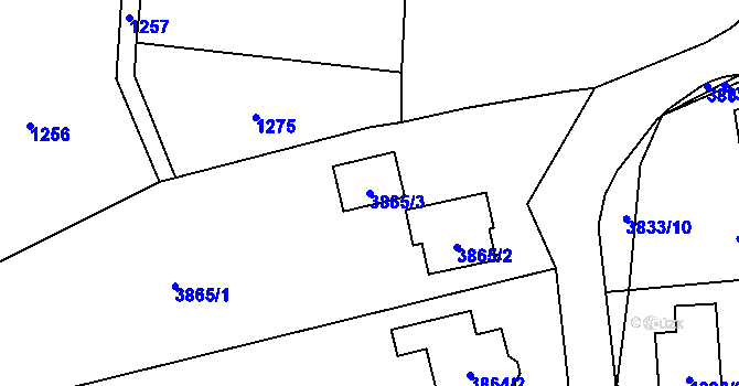 Parcela st. 3865/3 v KÚ Nový Malín, Katastrální mapa