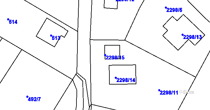 Parcela st. 2298/15 v KÚ Nový Malín, Katastrální mapa