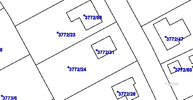 Parcela st. 3772/31 v KÚ Nový Malín, Katastrální mapa