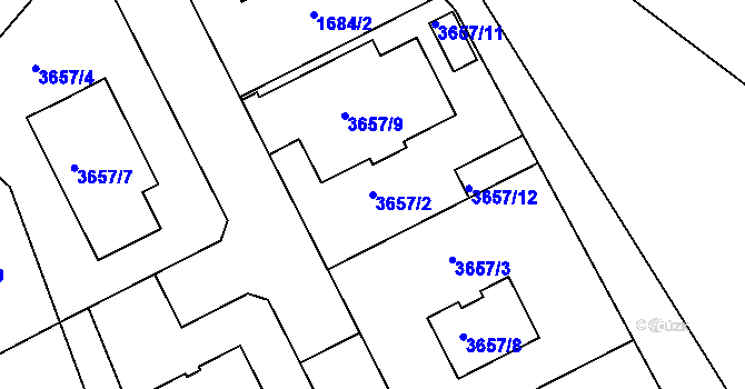 Parcela st. 3657/2 v KÚ Nový Malín, Katastrální mapa