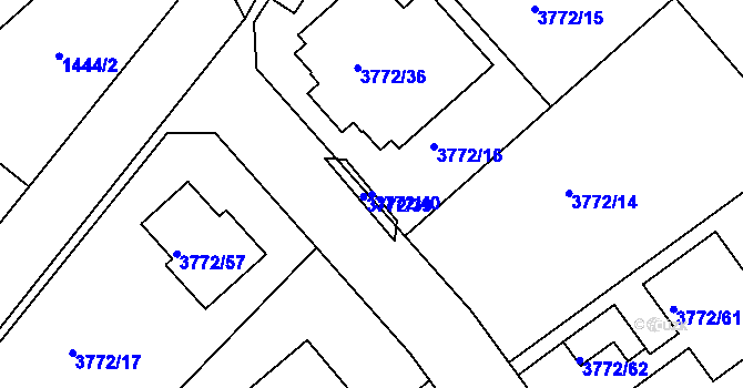 Parcela st. 3772/40 v KÚ Nový Malín, Katastrální mapa