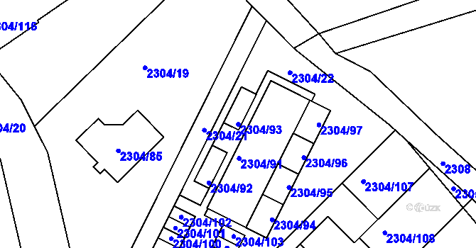 Parcela st. 2304/93 v KÚ Nový Malín, Katastrální mapa