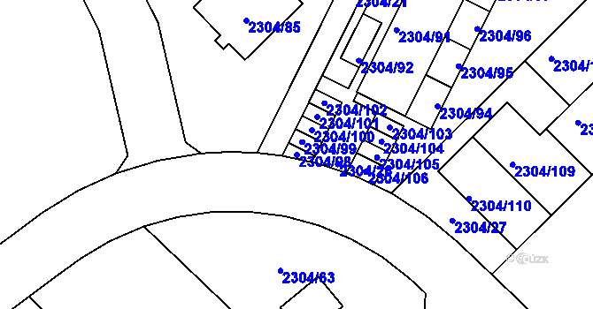 Parcela st. 2304/98 v KÚ Nový Malín, Katastrální mapa