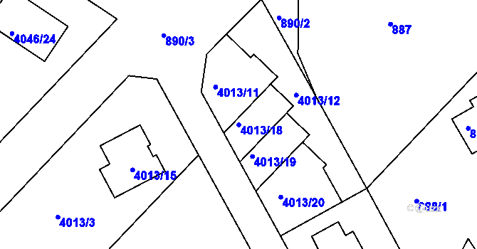 Parcela st. 4013/18 v KÚ Nový Malín, Katastrální mapa