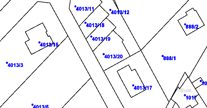 Parcela st. 4013/20 v KÚ Nový Malín, Katastrální mapa