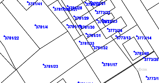 Parcela st. 3781/33 v KÚ Nový Malín, Katastrální mapa