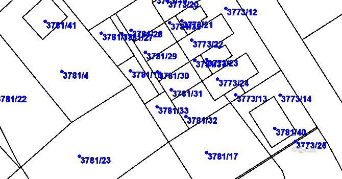Parcela st. 3781/31 v KÚ Nový Malín, Katastrální mapa