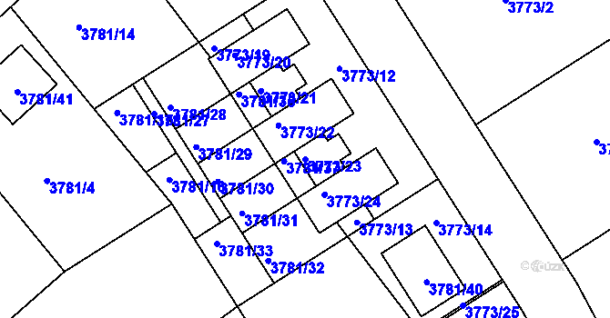 Parcela st. 3773/23 v KÚ Nový Malín, Katastrální mapa