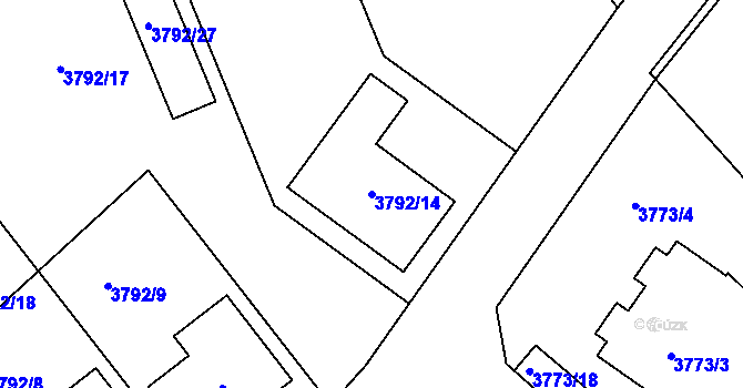 Parcela st. 3792/14 v KÚ Nový Malín, Katastrální mapa